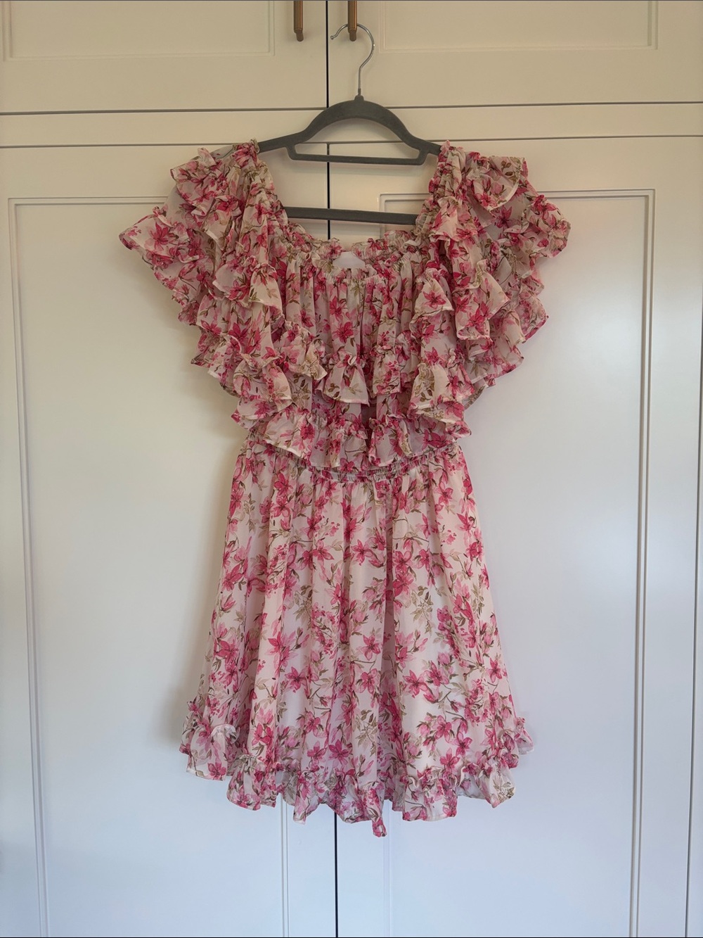 Skylar + Madison Pink Floral Ruffle Dress